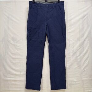 Eddie Bauer Tech Pant Mens 32x32 Navy Fleece Lined Hiking Cargo Pants